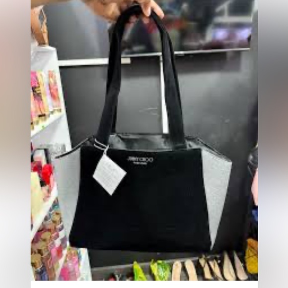 Jimmy Choo Black and Glittering Silver Tote - Picture 1 of 7